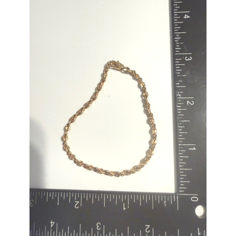 Vintage Gold Tone Twisted Rope Link Chain Bracelet 7 Inch Lobster Clasp
